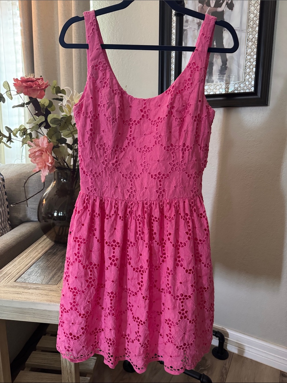 lilly pulitzer hot pink dress Eyelet Fit-and-Flare Jade/Multi